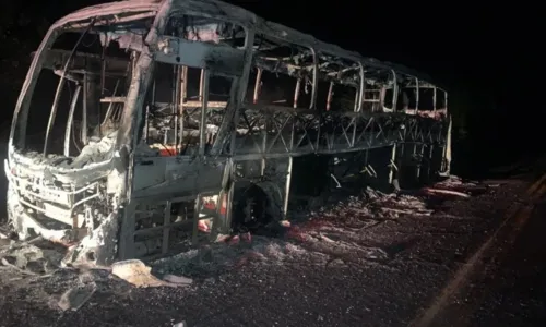 
				
					Ônibus do Exército fica destruído após pegar fogo na BA-026
				
				