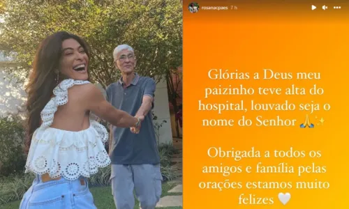 
				
					Pai de Juliana Paes recebe alta e família celebra: 'Muito felizes'
				
				