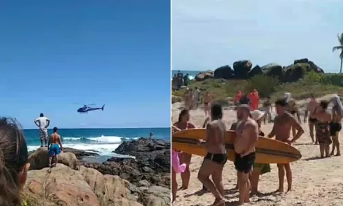 
				
					Praia de Stella Maris onde banhista se afogou tinha alerta de caveira
				
				