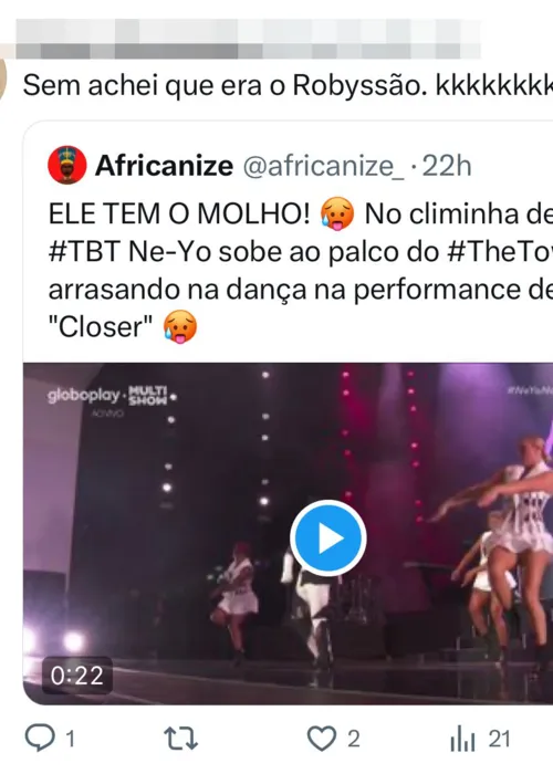 
				
					Após sucesso no The Town, internautas apontam semelhança entre Ne-Yo e Robyssão
				
				