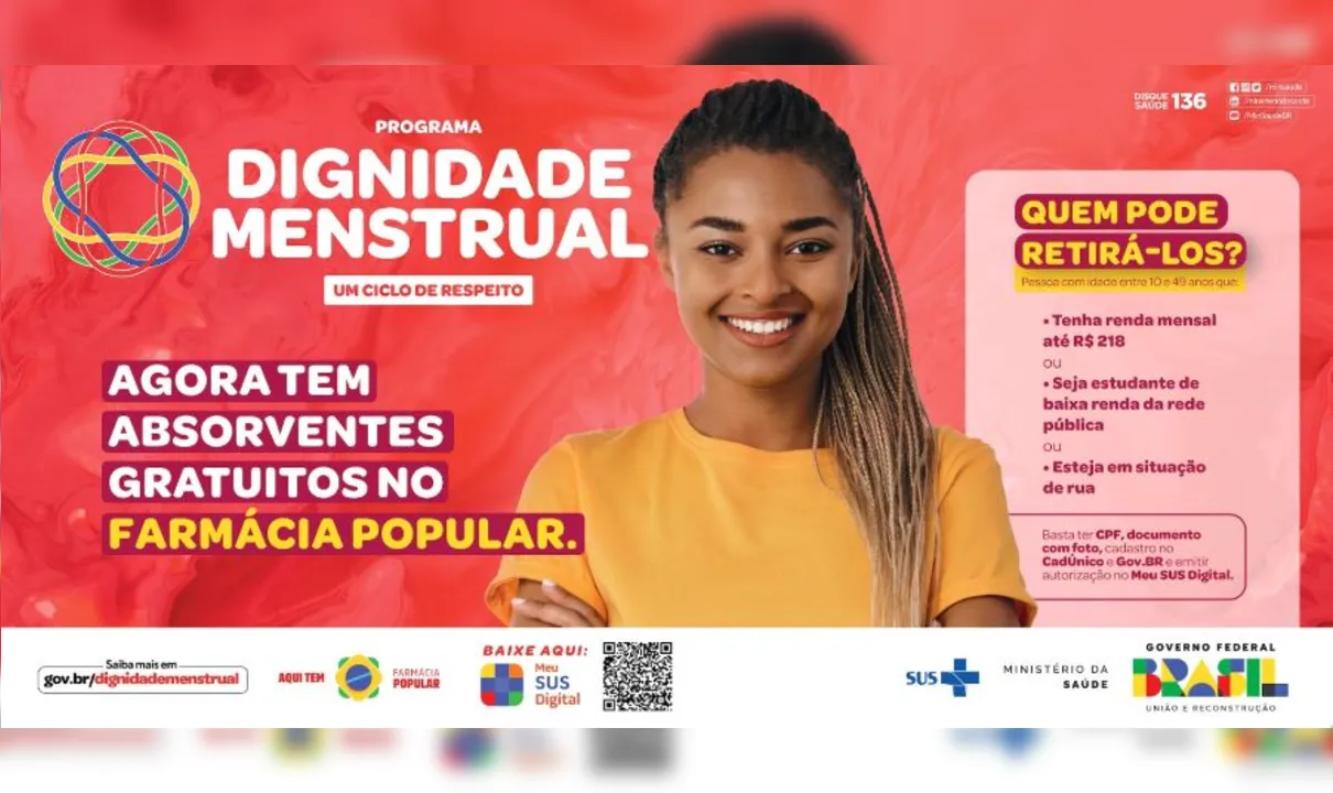 Governo Federal lançou guia digital com tutoriais sobre o funcionamento do programa "Dignidade Menstrual"