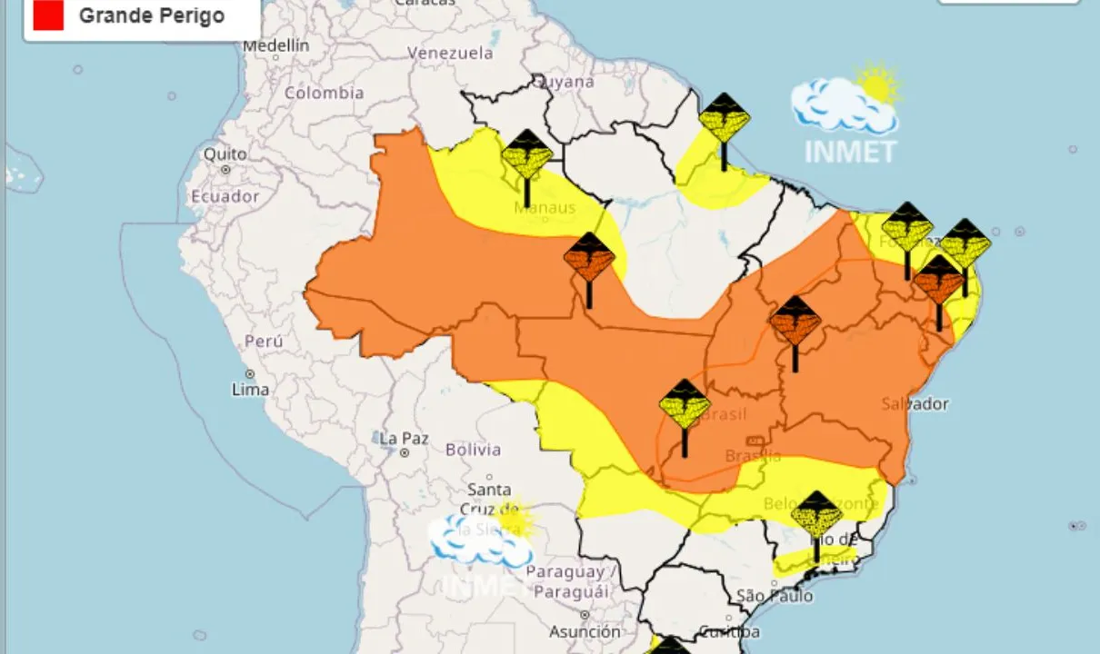 Bahia está na zona de perigo de classificação do Inmet. Previsão segue até 10h desta sexta-feira