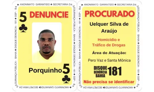  				 					Baralho do Crime: veja novos criminosos considerados perigosos na BA 				 				