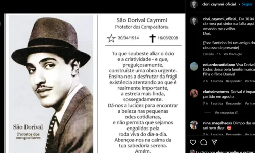 
				
					Famosos homenageiam 110 anos de Dorival Caymmi; confira
				
				