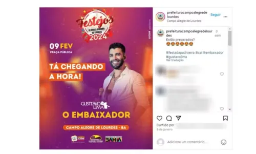 
				
					Justiça determina cancelamento de show de Gusttavo Lima na Bahia
				
				