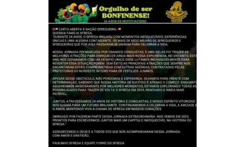 
				
					São João 2024: confira as festas privadas canceladas na Bahia
				
				