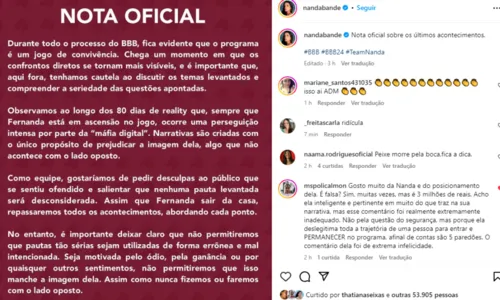 
				
					'BBB 24': Fernanda revolta web com fala sobre Davi; entenda
				
				