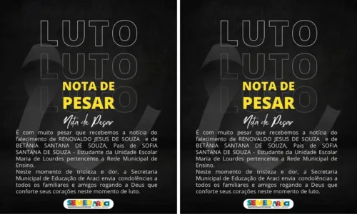 
				
					Casal morre após ser atingido por descarga elétrica em cidade da Bahia
				
				