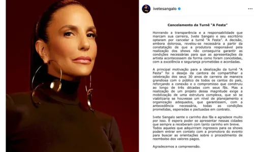 
				
					Veja regras de reembolso dos shows cancelados de Ivete e Ludmilla
				
				