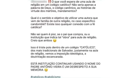 
				
					Escola católica é criticada após usar livro de Djamila Ribeiro em aula
				
				