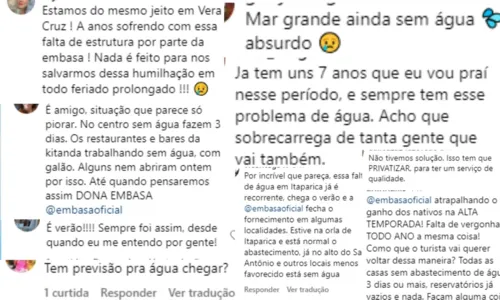 
				
					Falta de água atinge Itaparica e prejudica comerciantes: 'Todo ano'
				
				