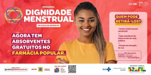 
				
					Governo Federal cria guia para campanha da 'Dignidade Menstrual'
				
				