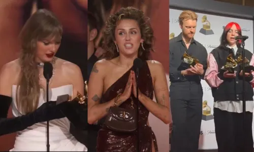 
				
					Grammy 2024 coroa Taylor, Miley e Billie; veja lista de vencedores
				
				