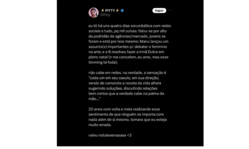 
				
					Pitty é detonada nas redes após criticar visita de Beyoncé a Salvador
				
				