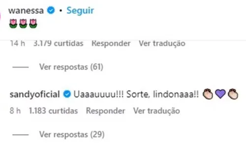 
				
					Sandy deseja sorte para Wanessa Camargo no BBB 24
				
				