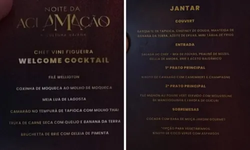 
				
					Veja cardápio da 'Noite da Aclamação', evento de Léo e Lore Improta
				
				