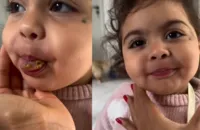 Tays Reis flagra filha comendo ração de cachorro; VÍDEO