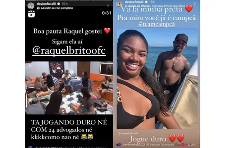 
				
					'A Fazenda 16': Davi enaltece Raquel Brito e brinca com '24 advogados'
				
				