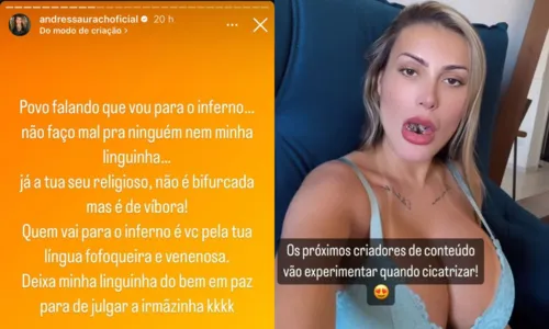 
				
					Andressa Urach é detonada por 'língua de cobra' e rebate críticas
				
				