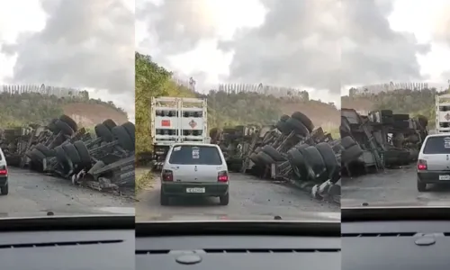 
				
					Carreta tomba e deixa pista interditada na Bahia
				
				