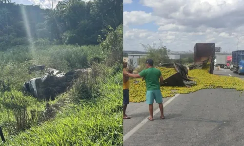 
				
					Carreta tomba, motorista fica ferido e carga é saqueada na Bahia
				
				