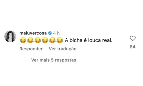 
				
					Daniela Mercury vira meme e esposa reage: 'A bicha é louca real'
				
				