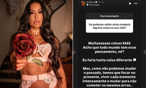 
				
					Gracyanne Barbosa desabafa sobre passado após pergunta de fã: 'Erros'
				
				