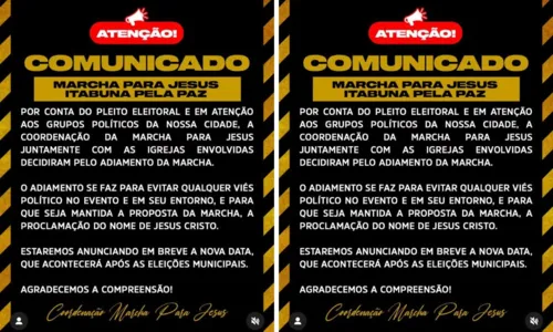 
				
					Marcha para Jesus com Thalles Roberto é cancelada em Itabuna
				
				