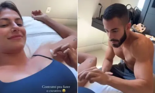 
				
					Mari Gonzalez brinca com Pipo Marques como 'enfermeiro' após cirurgia
				
				