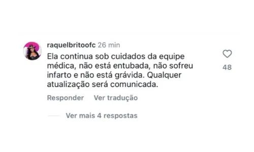 
				
					Raquel Brito entubada? Equipe atualiza estado de saúde após eliminação
				
				