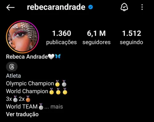 
				
					Rebeca Andrade maior que Simone Biles? Veja atletas mais seguidos
				
				