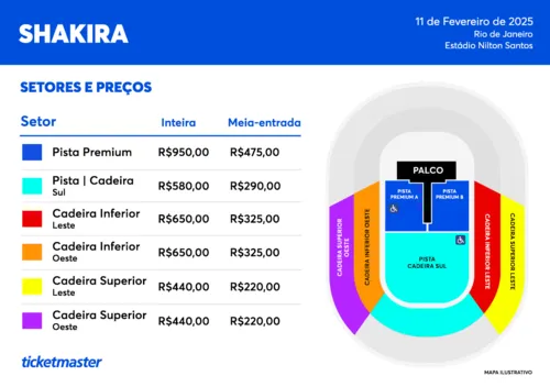 
				
					Show da Shakira no Brasil tem ingressos de até R$ 980; veja preços
				
				