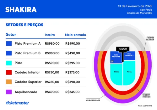 
				
					Show da Shakira no Brasil tem ingressos de até R$ 980; veja preços
				
				