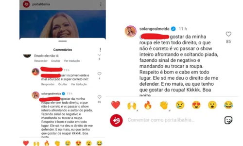
				
					Solange Almeida rebate internauta após crítica de look no São João
				
				