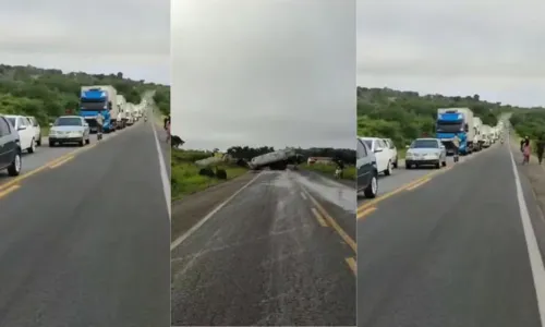 
				
					Pista é liberada após caminhão-tanque derramar diesel na BR-324
				
				