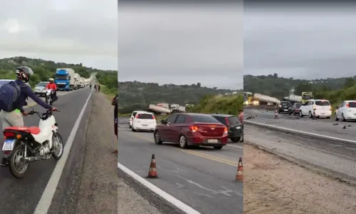 
				
					Pista é liberada após caminhão-tanque derramar diesel na BR-324
				
				