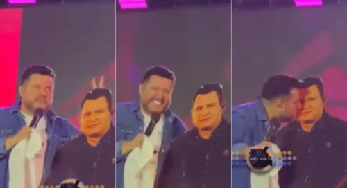 
				
					Vídeo: Bruno canta ao lado de Marrone de papelão durante show na Bahia
				
				