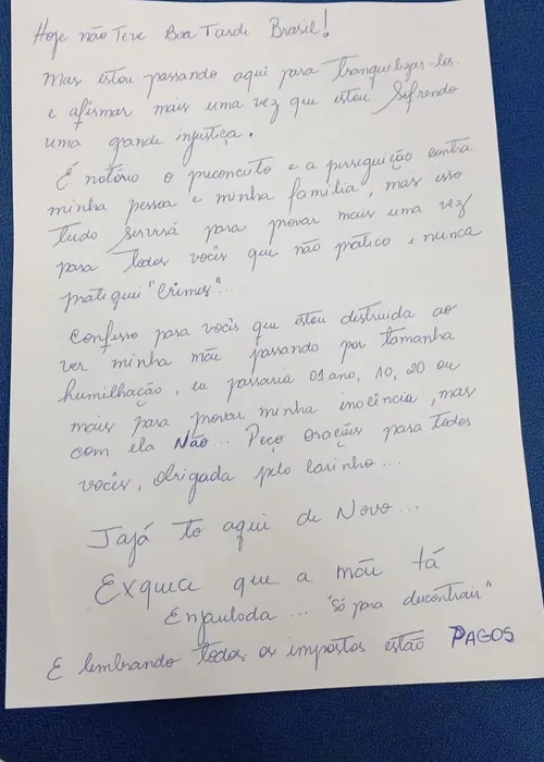 
				
					Deolane Bezerra manda carta após prisão: 'Destruída'; leia a íntegra
				
				