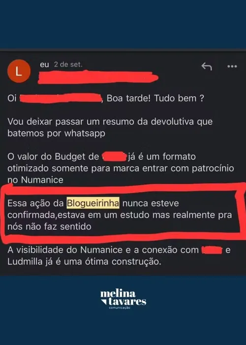 
				
					Equipe de Ludmilla rebate Blogueirinha após carta e exibe provas
				
				