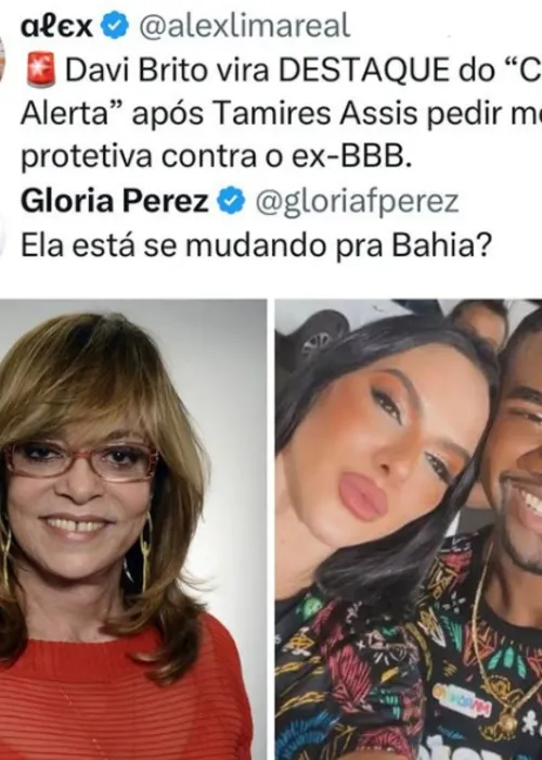 
				
					Gloria Perez ‘debocha’ de medida protetiva de ex contra Davi Brito
				
				