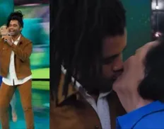 Diogo Almeida é detonado após cantar no 'Domingão' e beijar Dona Déa