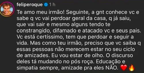 
				
					'A Fazenda': Felipe Roque critica eliminados e manda recado para Sacha
				
				