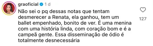 
				
					BBB 25: Gracyanne sai em defesa de Renata Saldanha após ataques na web
				
				