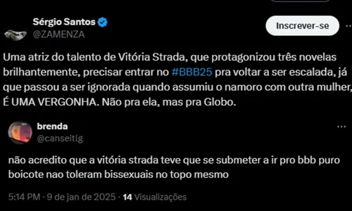 
				
					BBB 25: web detona escolha de Vitória Strada e aponta boicote
				
				