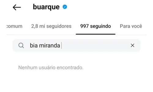 
				
					Buarque toma atitude contra Bia Miranda após foto com Gato Preto
				
				