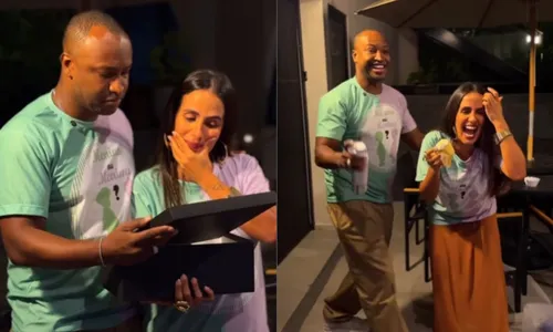 
				
					Carol Peixinho e Thiaguinho revelam sexo do bebê em chá revelação
				
				