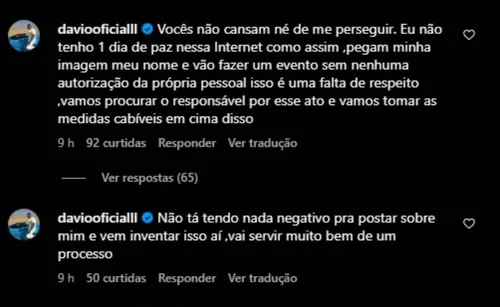 
				
					Ex-BBB Davi Brito se revolta após descobrir concurso de sósias
				
				