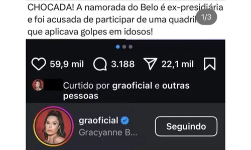 
				
					Gracyanne Barbosa reage a comentário negativo sobre atual de Belo
				
				