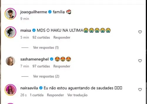 
				
					João Guilherme exibe momento romântico com Bruna Marquezine: 'Família'
				
				