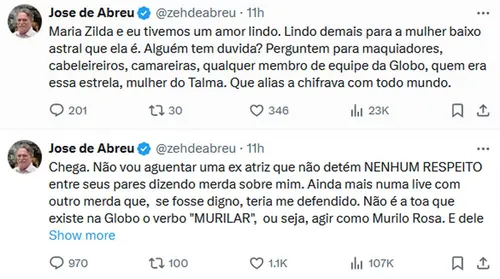 
				
					José de Abreu é obrigado pela Justiça a se retratar com Murilo Rosa
				
				